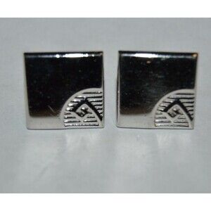 Vintage Silver Tone Square SWANK High End Classic Men's Cuff Links Rare